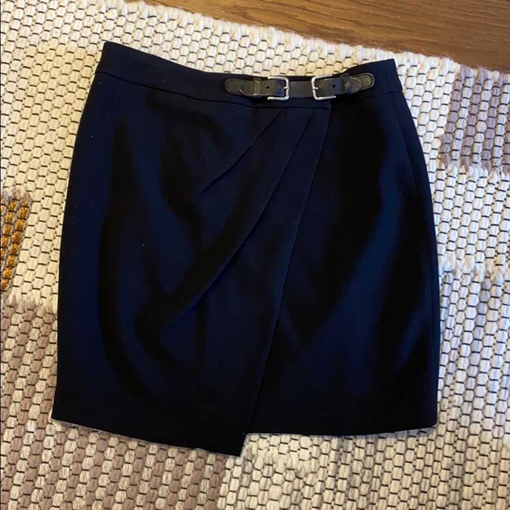 Sandro black miniskirt, leather buckle detail